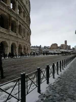 a group of people walking around the coliseum at Colosseum house jp in Rome