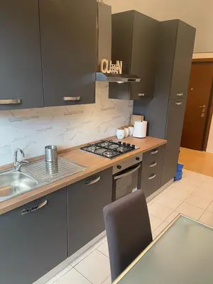 a kitchen with a sink and a stove top oven at Gemelli Roma House Apartment in Rome