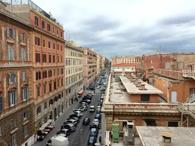 an aerial view of a city street with parked cars at Lin Mare in Rome