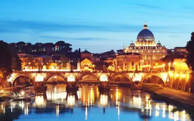 a bridge over the river nervi at night at Otranto in Rome