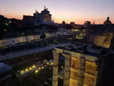a view of a city at night at Residenza Maritti ContemporarySuite - Guesthouse in Rome