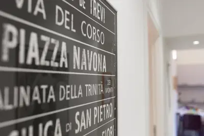 a black and white sign on the side of a building at Holidays in Rome - Guesthouse in Rome