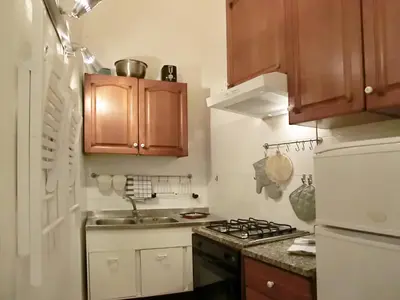 a small kitchen with a stove and a sink at Magenta Collection Del Grande in Rome