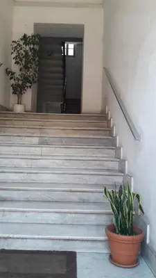 a set of stairs with a potted plant at Casa Vacanza Home Sweet Home di Fatha in Rome
