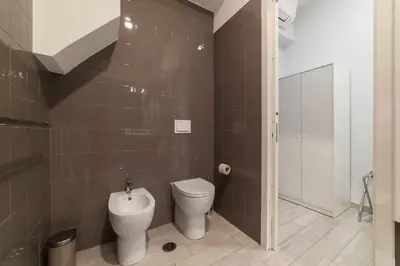 a bathroom with a toilet and a shower at Loft tra Castel Sant'Angelo e centro storico in Rome