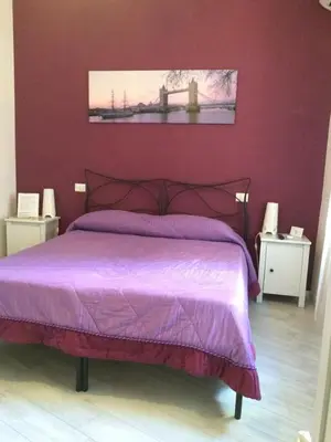 a bedroom with a purple bed with a purple blanket at Appartamenti Romatour in Rome