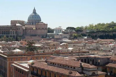 a view of a city with a cathedral and buildings at Terrazza San Pietro in Rome