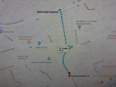 a close up of a map of the berlin subway at Il Cavaliere in Rome