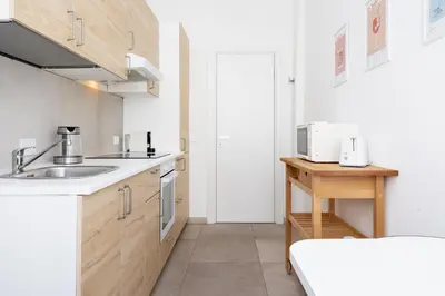 a small kitchen with a sink and a counter at Dimora Aniene in Rome