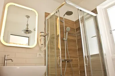 a bathroom with a shower and a sink at Glamroom Luxury Terrace in Rome