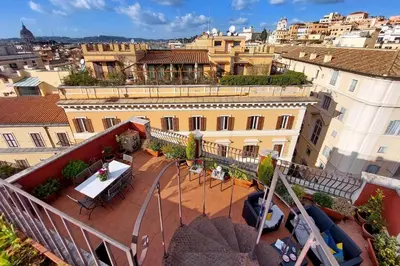 an overhead view of a balcony of a building at Spagna Penthouse in Rome