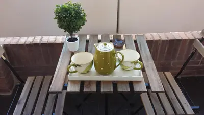 a table with two mugs and a plant on it at Capone Al Vaticano in Rome