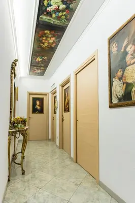 a hallway with paintings on the ceilings and doors at Casavamica in Rome