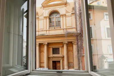 a view of a building from a window at Campo de Fiori Bright Loft in Rome
