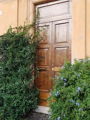 a wooden door on the side of a building at Domus al Palatino in Rome