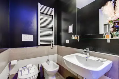 a bathroom with a white sink and a toilet at Hanky Suite in Rome