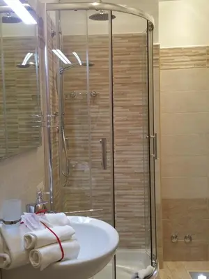a bathroom with a shower and a sink at Mondo Antico in Rome