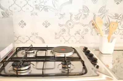 a stove top oven sitting on top of a stove at Maison Velia in Rome