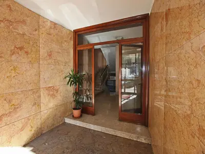 a hallway with glass doors and a potted plant at Angelo Emo Terrace in Rome
