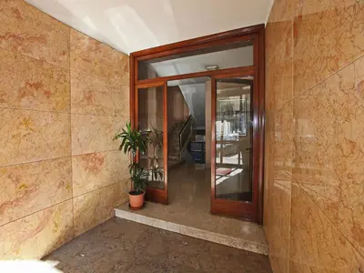 a hallway with glass doors and a potted plant at Angelo Emo Home in Rome