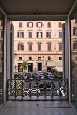 a view of a building from a balcony at MoMo Vatican Museums in Rome