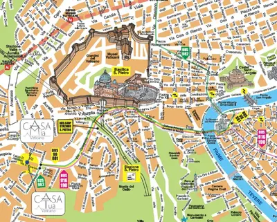 a map of the city of vienna with attractions at Casa Tua Vaticano Guest House in Rome