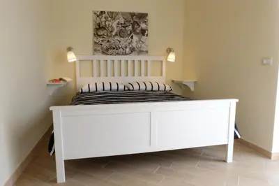 a large white bed in a room with at Terrazza sul Parco in Rome