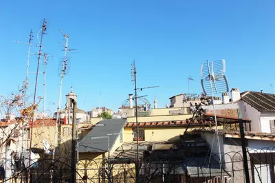 a view of a city with scaffolding at Tetti di Piazza Navona in Rome