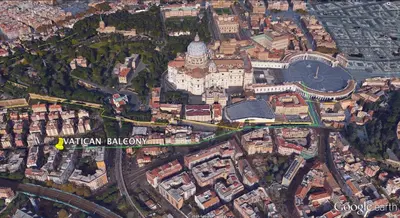 an overhead view of a city with a map at Vatican Balcony in Rome