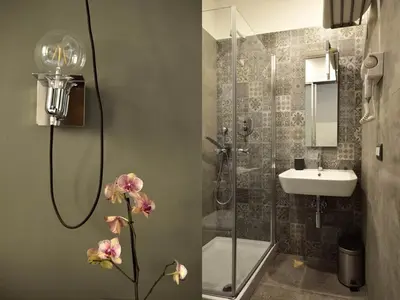 a bathroom with a shower and a sink at Room with a view 105 in Rome