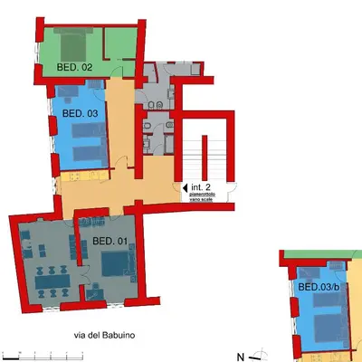 a plan of the ground floor of a building at Exclusive apartment a few steps from the Spanish Steps in Rome