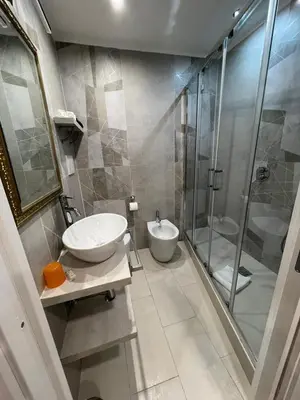 a bathroom with a sink and a shower at Hotel Ercoli House in Rome