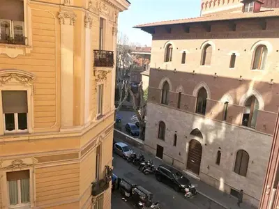 an aerial view of a street between two buildings at Hotel Ercoli House in Rome