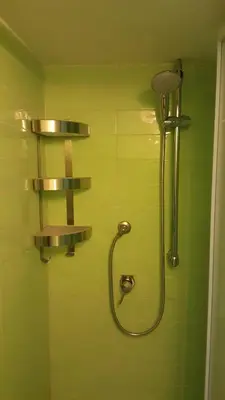 a shower in a bathroom with a green wall at MoonLight Suite in Rome