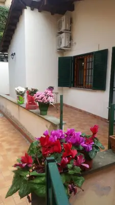 a group of flowers sitting on a counter in a room at Le Scalette in Rome