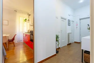 a room with a counter with a scooter painted on it at Florje House in Rome