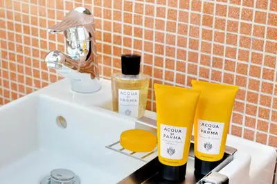 a bathroom with two bottles of soap and a sink at Pantheon - Argentina Luxury in Rome