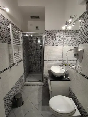 a bathroom with a shower and a toilet and a sink at Eufonia Vatican Days in Rome