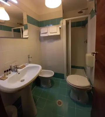 a bathroom with a sink and a toilet at LH Hotel Excel Roma Montemario in Rome