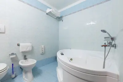 a bathroom with a white tub and a toilet at Hotel Paris in Rome