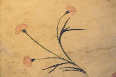a painting of two flowers on a wall at Central Domus Roma in Rome