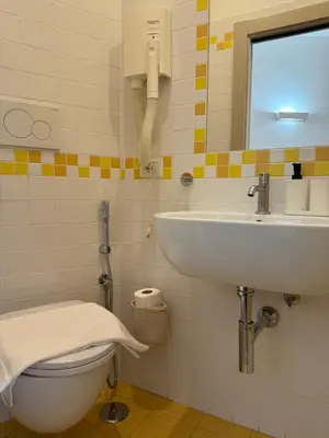 a bathroom with a sink and a toilet at Green Rooms Trastevere in Rome