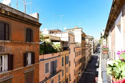 a view of a city street with buildings at Bright and Comfy 3 bedroom apt in Monti in Rome