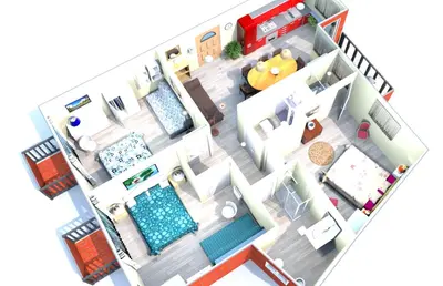 a rendering of a floor plan of a house at Butterfly Suite Rome in Rome