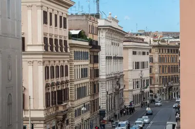 a view of a city street with buildings at Prestigious Apartment Piazza Navona in Rome