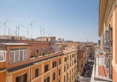 an aerial view of a city with buildings at Floor 6 Boutique Rooms by DOT Suites in Rome