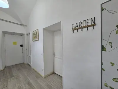 a bathroom with a sink and a shower at Garden House in Rome