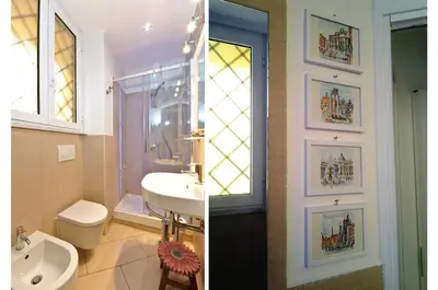 a bathroom with a sink and a toilet and a window at Roma Borgo91 in Rome