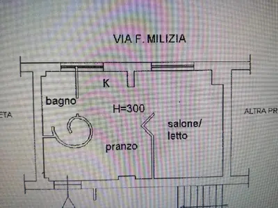 a drawing of a floor plan of a bathroom at Bed&BikeRome Suite in Rome