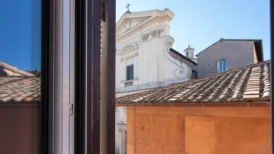 a view of a building from a window at Rental in Rome - Scala Suite in Rome